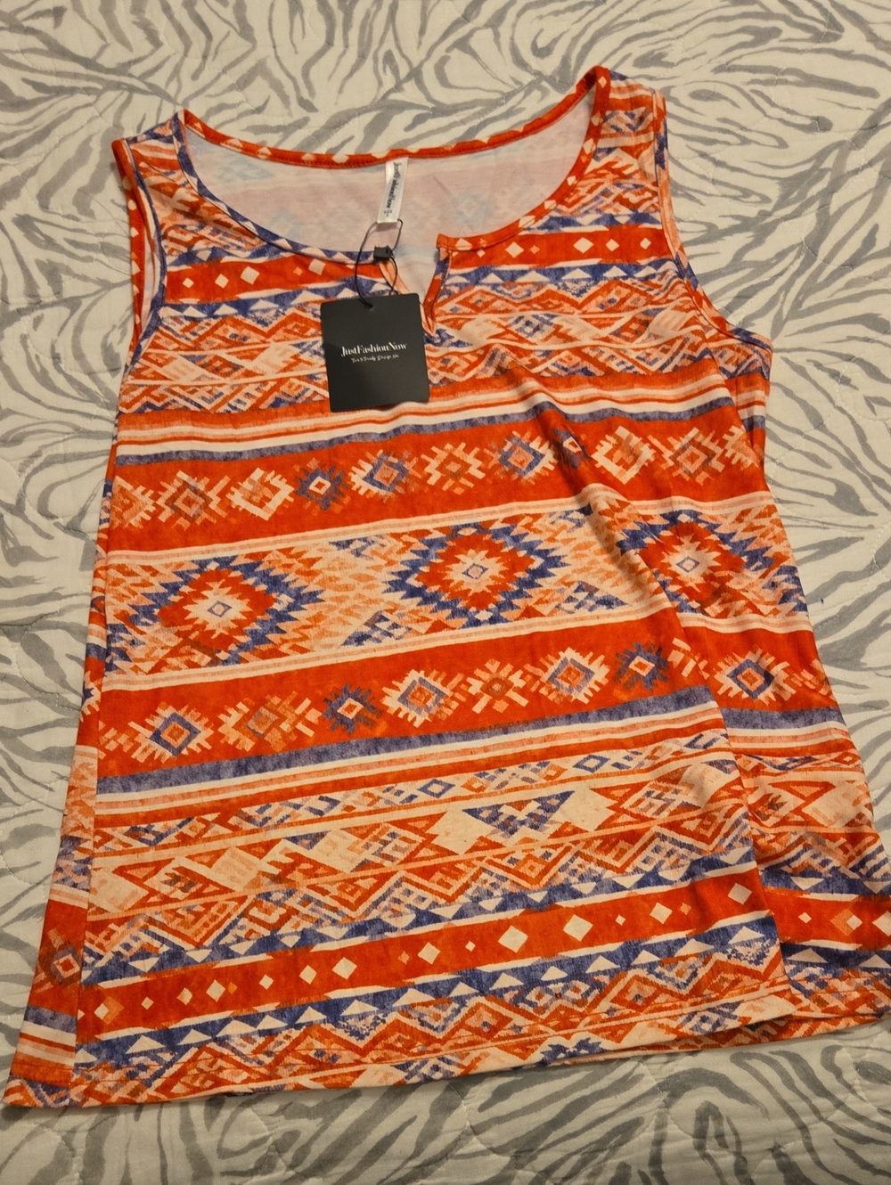 Womens Orange Aztec Print Sleeveless Tank Top Size Small. New With Tags.